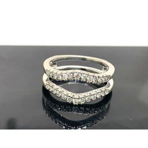 Engagement Ring Guard 14k White Gold Diamond Wedding Band Estate Jewelry Size 8